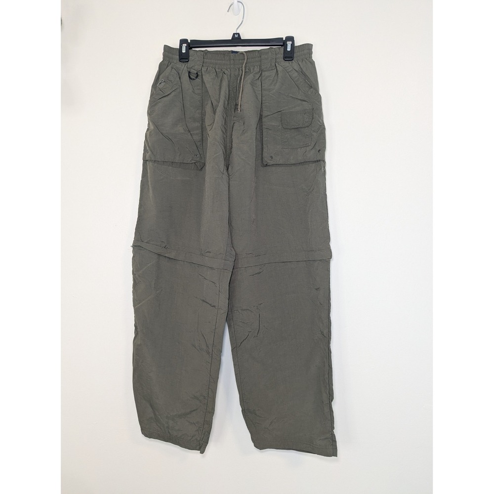 Canyon Creek Mens Large Olive Green Nylon Convertible Zip Off Cargo Pants Hiking